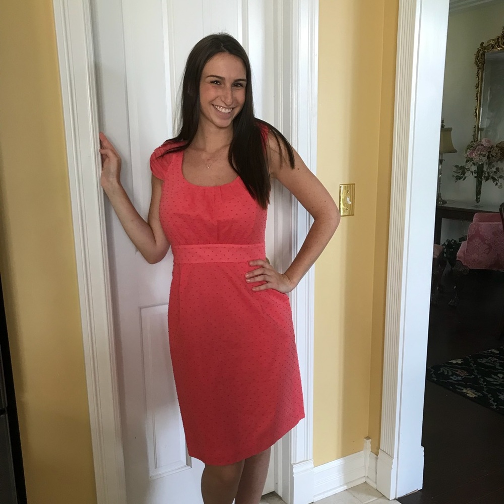 J Crew: Coral Capped Sleeve Day Dress